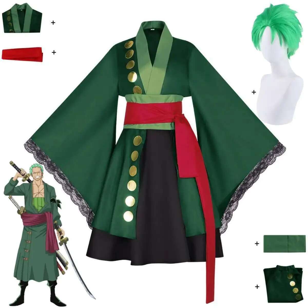 Anime Roronoa Zoro Cosplay Cos - Anime Zoro Cosplay Female reseña y precio